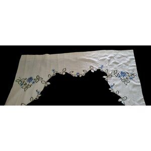 Vintage Embroidered Curtain Panel Floral One Piece Valance